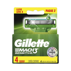 Menor preço em Carga gillette mach 3 sensitive com 4 unidades