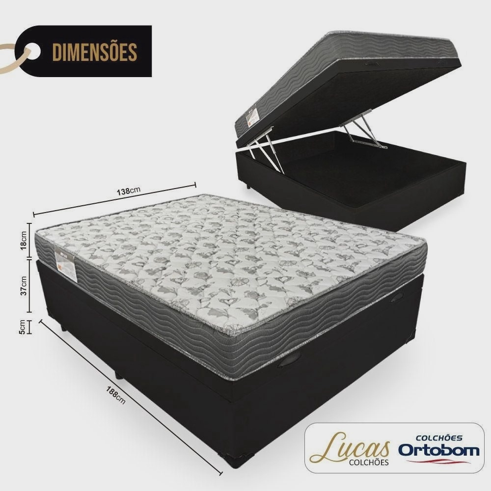 Cama Box Bau Casal Colchao Iso X X Eps Ortobom Em