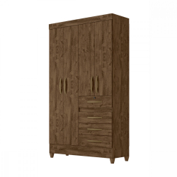 Guarda Roupa Solteiro Sobral 4 Portas 4 Gavetas Com Chave Castanho Wood Moval Menor preço em Guarda Roupa Solteiro Sobral 4 Portas 4 Gavetas Com Chave Castanho Wood Moval
