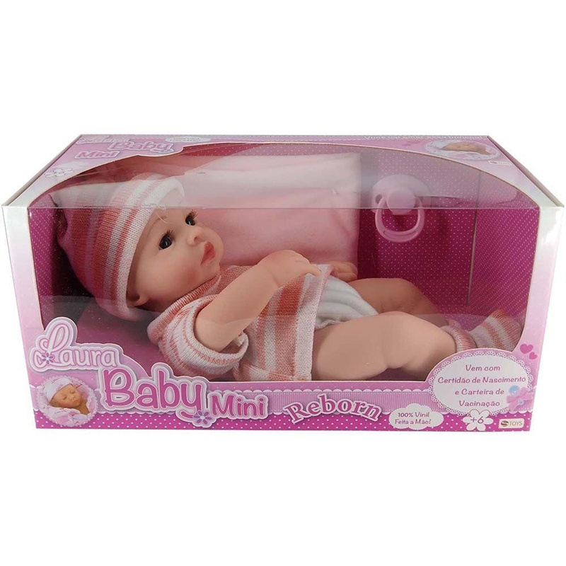 Boneca Bebê Reborn Laura Baby Nina 100% vinil - Shiny Toys