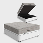 Cama Box Bau Casal Branco + Colchao Casal Airtech Springpocket (138x188x60) - Molas Ensacadas - Ortobom