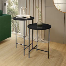 Conjunto 2 Mesas Lateral Redonda para Sala e Quarto Lírio - Preto é boa?