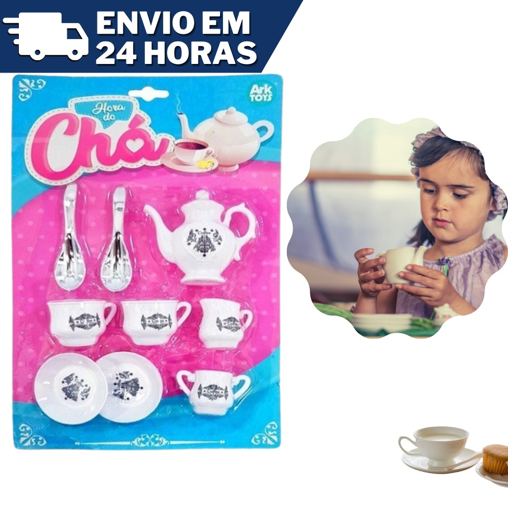 Kit Jogo de Cozinha Brinquedo Infantil Hora do Café Chá Conjunto