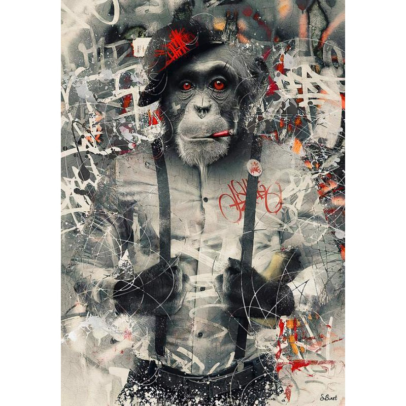 Tela para Quadro 80x80 - Macaco Chimpanzé Mafioso Foto