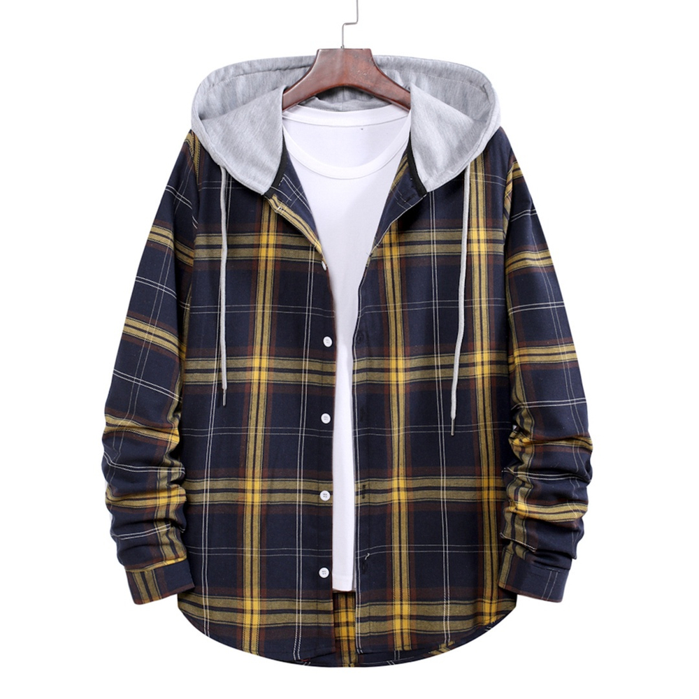 yellow and black flannel moletom com capuz