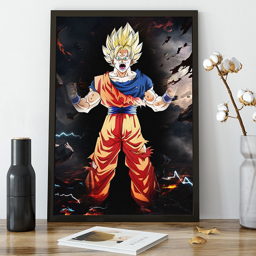 Quadro Dragon Ball Goku Anime Desenho Com Moldura G011