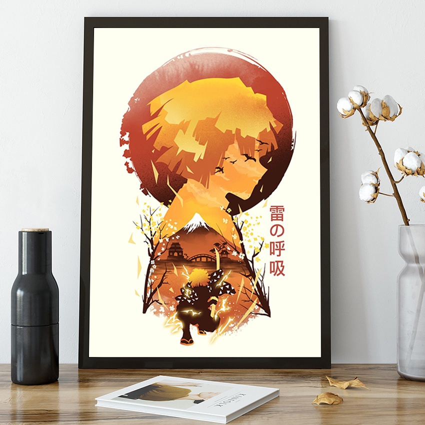 Quadro decorativo Poster Zenitsu Desenho Demon Slayer Arte para