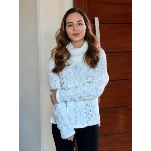 blusa gola alta creme