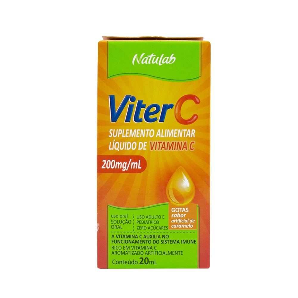 Vitamina C 200mg/ml Viter C Natulab Gotas Sabor Caramelo 20ml | Submarino