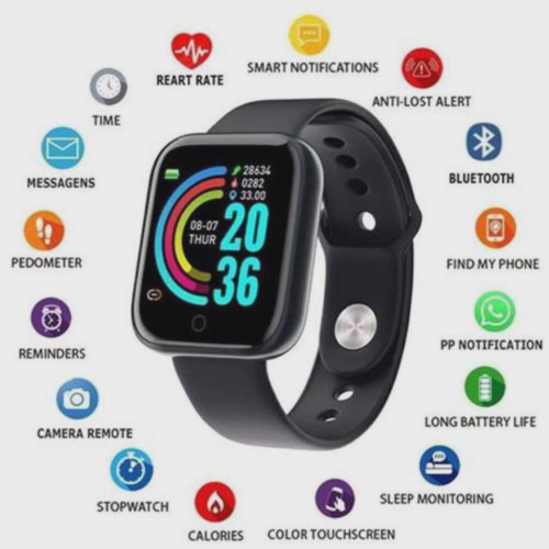 Relógio SmartWatch Digital App Bluetooth Musica Notificações - Preto