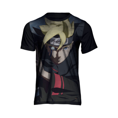 Camiseta masculina Preta algodao Boruto Karma Desenho Anime Otaku