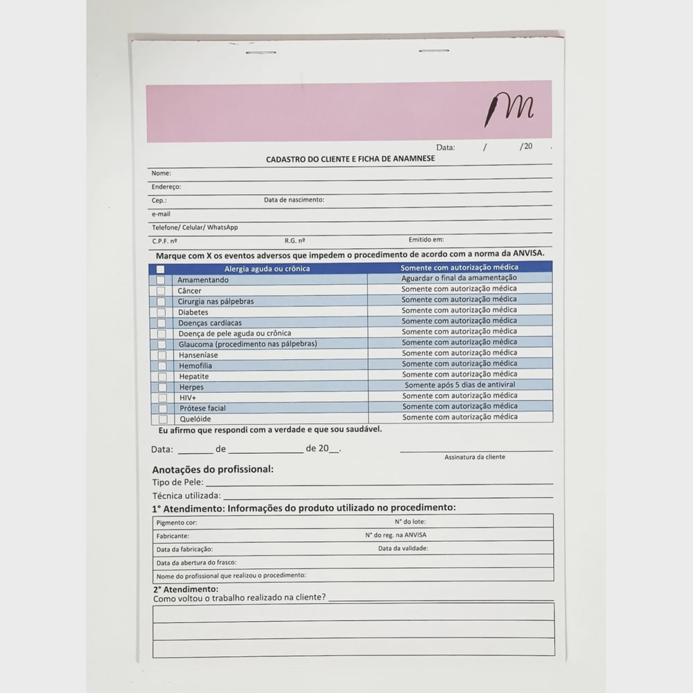 Ficha de Anamnese Modelo de Formulário