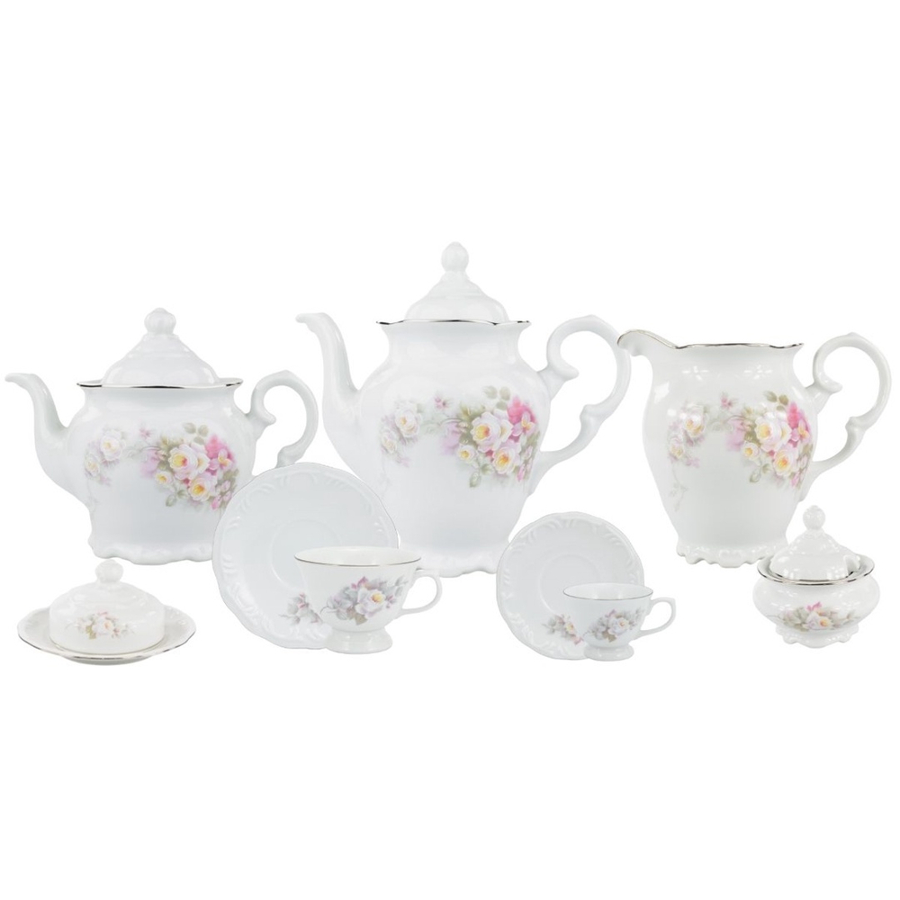 Aparelho de Chá e Café Porcelana Schmidt 53 peças - Dec. Audrey 2251 -  SCHMIDT