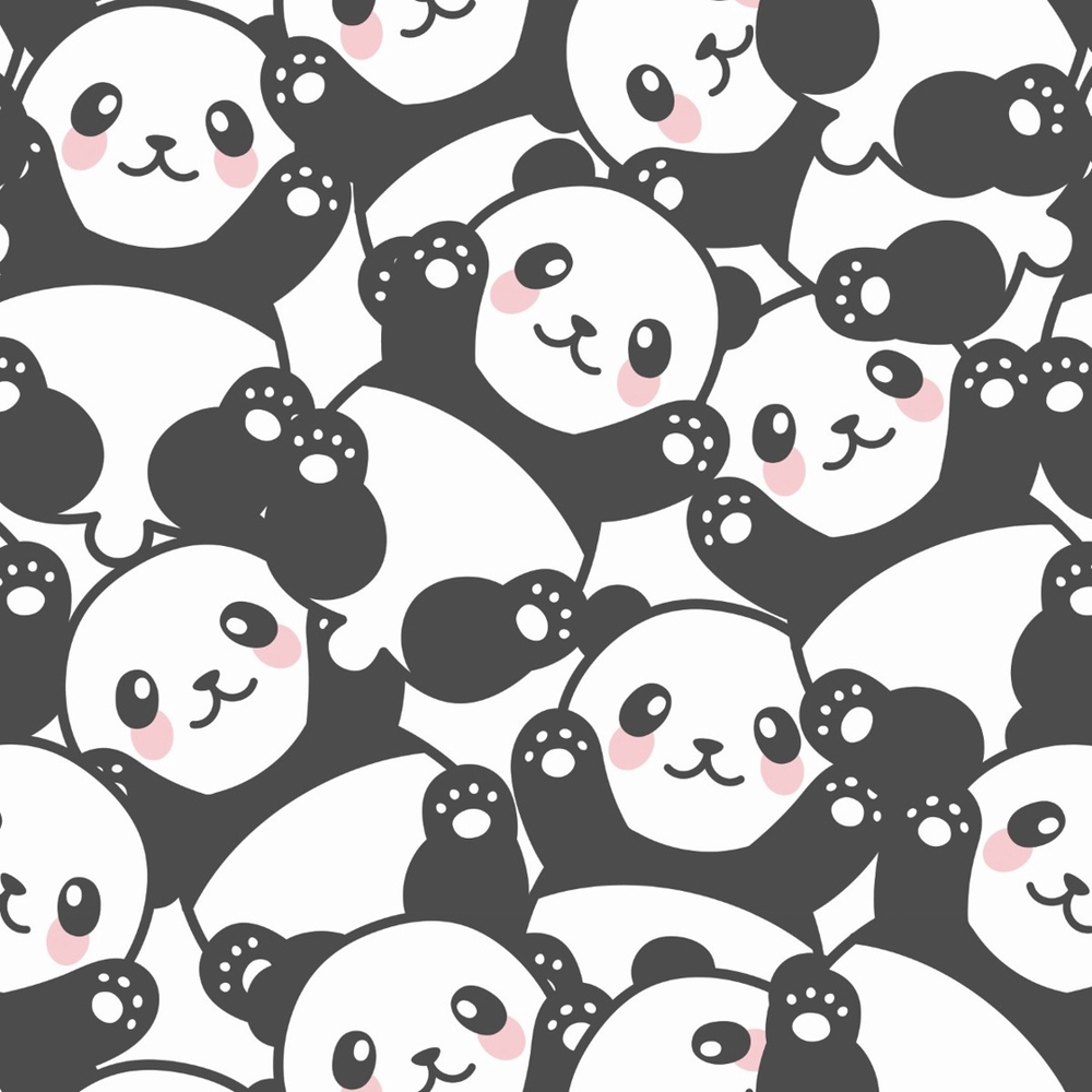 Papel de Parede Adesivo Desenho Panda com Fundo Branco 12m em