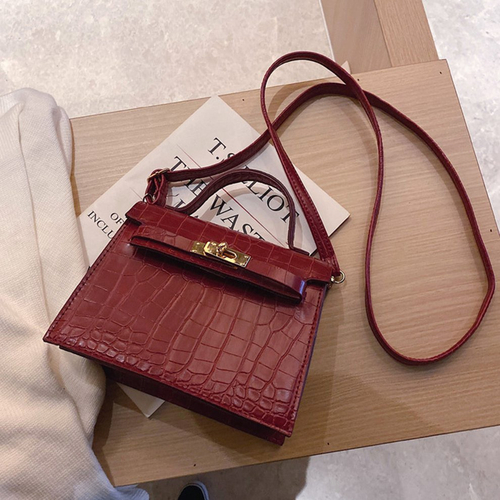 burgundy croc handbolsa