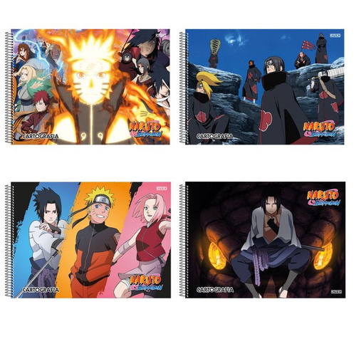 Caderno de Desenho Naruto Shippuden Animes 60 Folhas Capa Dura Espiral com  Adesivos Escolar São Domingos em Promoção na Americanas