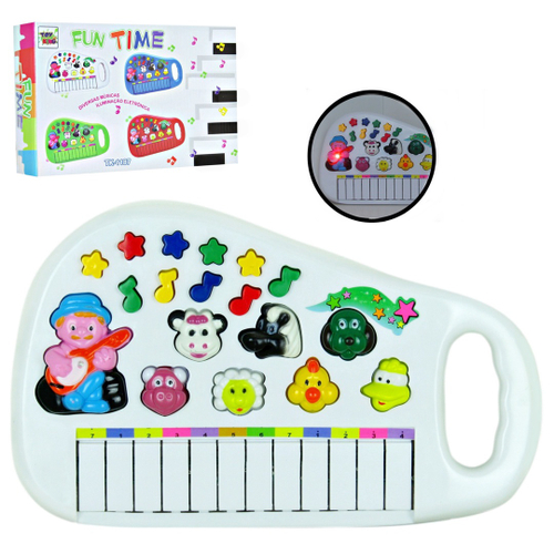 Teclado Infantil Fazendinha Branco Sons Animais Bebês Piano