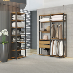 Guarda Roupa Closet Aberto Modulado Bacco Estilo Industrial Cabideiro 2 Gv Carvalho Cinza - menu é boa?
