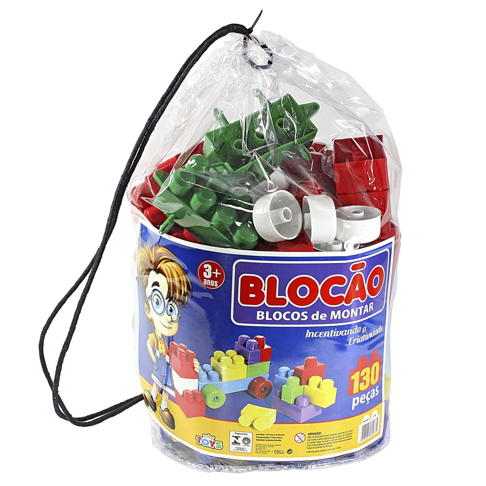 Kit Blocos Infantil Bolsa Com 180 Peças Grandes - Maptoy