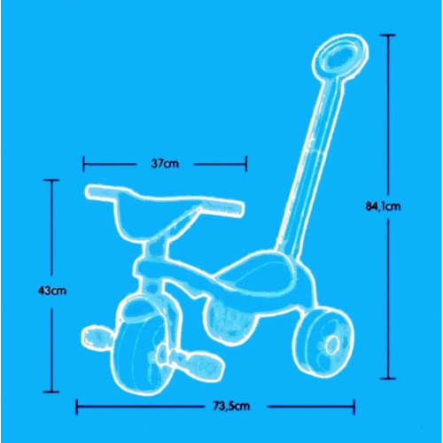 Triciclo Motoca Infantil Unicórnio Com Haste Tchuco Samba Toys