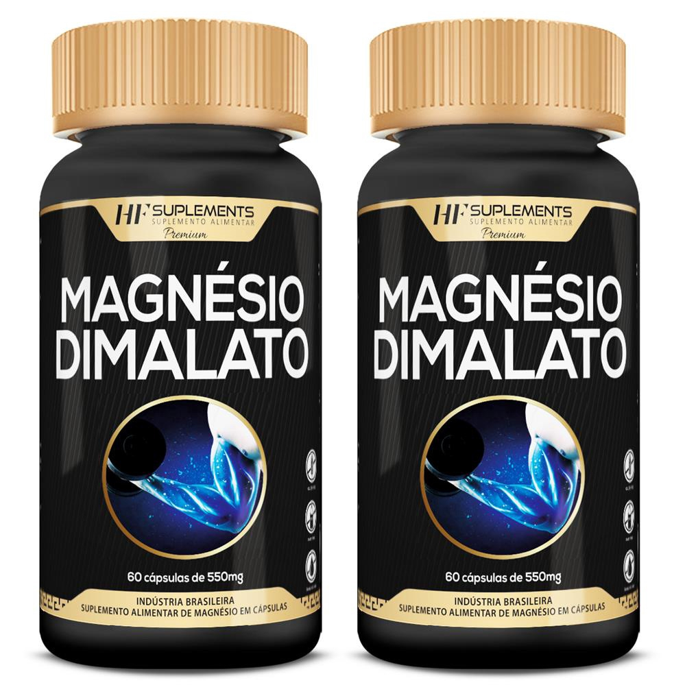 2x Magnésio Dimalato Premium 550MG 60 Caps Hf Suplements No Shoptime