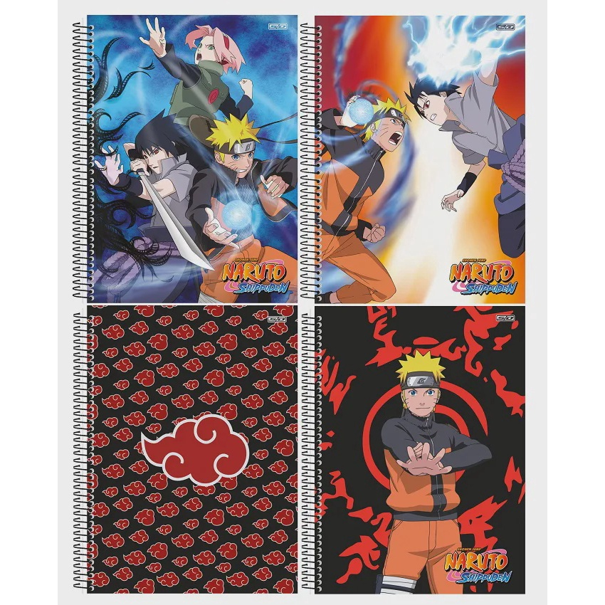 Caderno de Desenho Naruto Shippuden Animes 60 Folhas Capa Dura Espiral com  Adesivos Escolar São Domingos em Promoção na Americanas