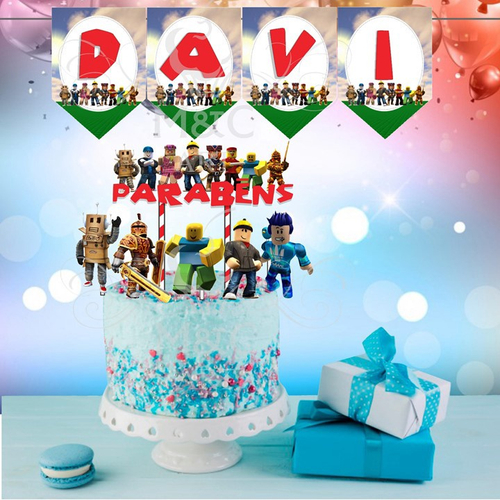 Topo para bolo Personalizado para Festa, Topper Cake (Roblox)