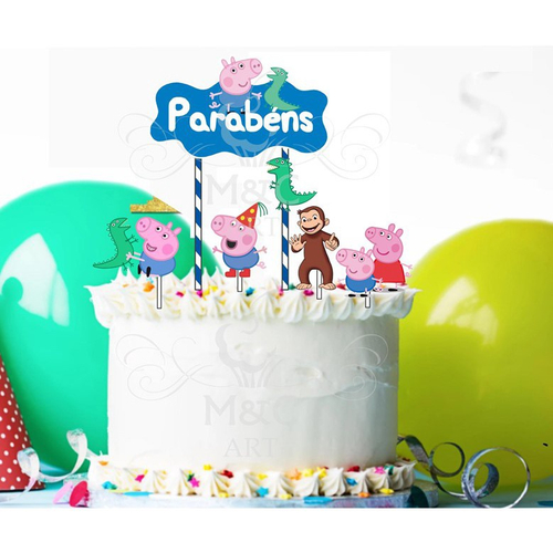 Topo Topper Decoração Bolo Aniversário Peppa Pig