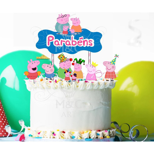 Topo Topper Decoração Bolo Aniversário Peppa Pig