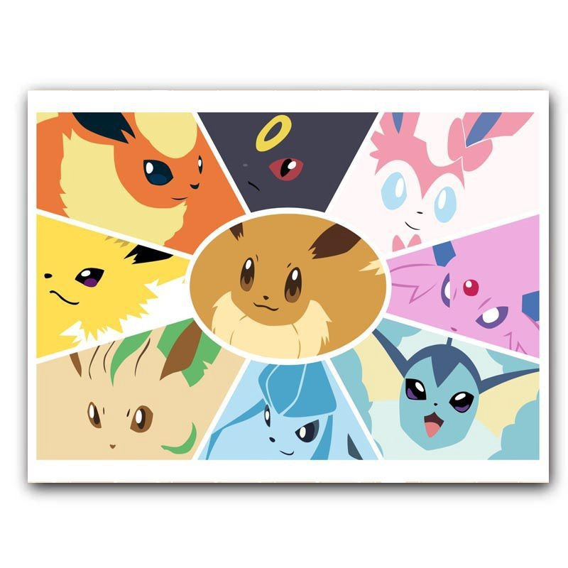 Painel Redondo Eevee Pokemon Evoluções - Adecore Tecidos