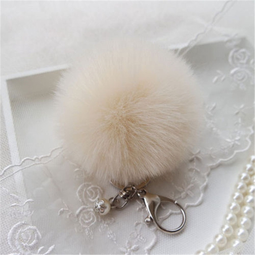 faux fur pom pom bolsa charm