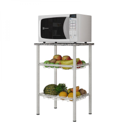 Fruteira Cris com 2 Cestos Tampo Granito Pés de Aço Branco Menor preço em Fruteira Cris com 2 Cestos Tampo Granito Pés de Aço Branco