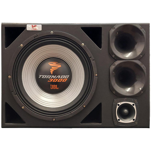 Caixa Bob Vazia P/Alto Falante de 12 (SubWoofer) + 1 Tweeter + 1 Driver + 1  Player C/ Duto de 3 Polegadas - Desconto no Preço