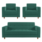 Kit Sofá 3 Lugares E 02 Poltronas Arezzo Linho Pés Chanfrado