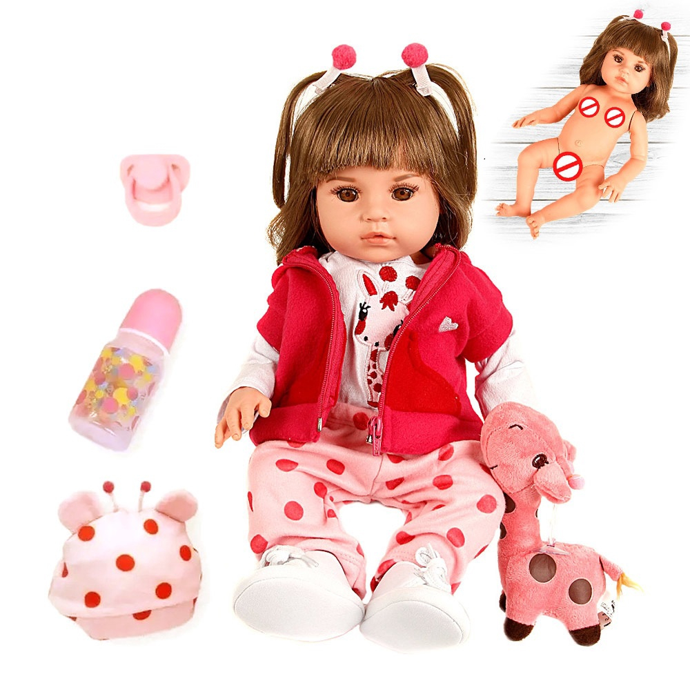 Bebe Reborn Realista Girafinha Menina de Silicone 48cm Olhos