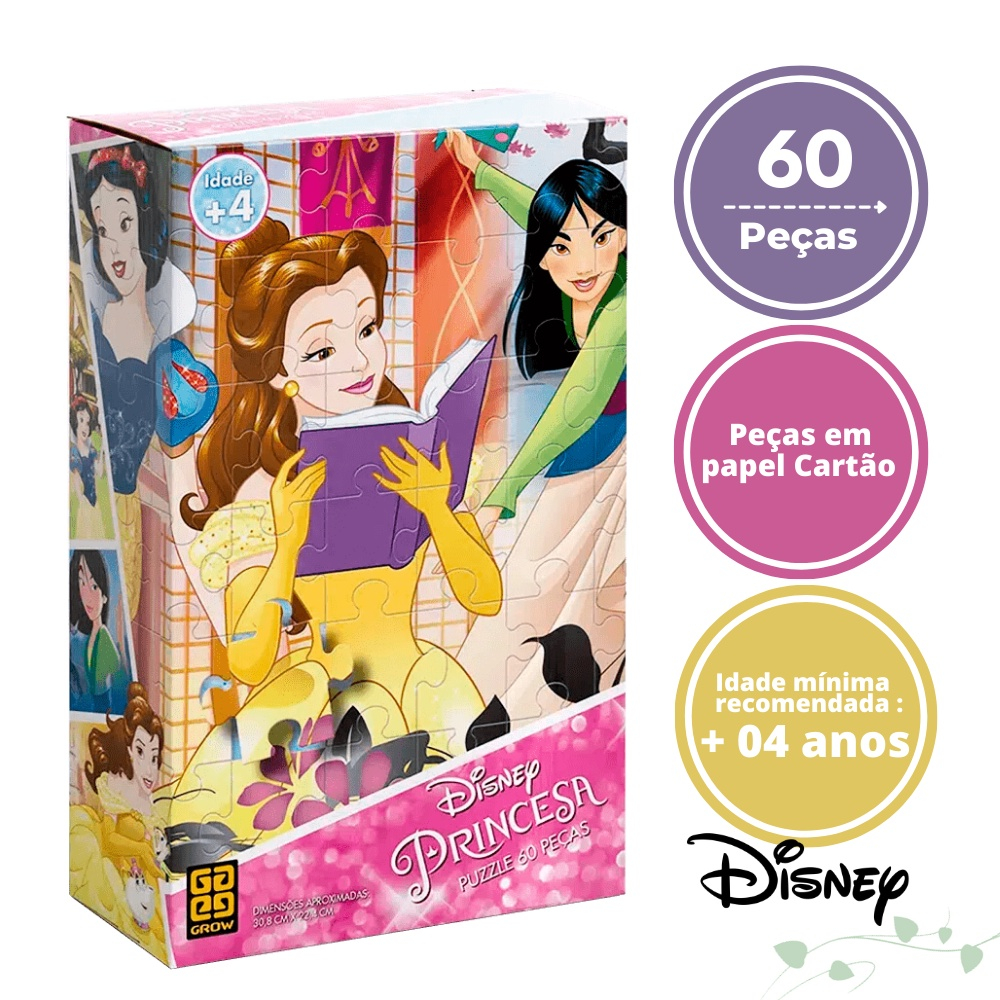 Quebra-Cabeça Disney Princesas 60 Peças - Novo Papel