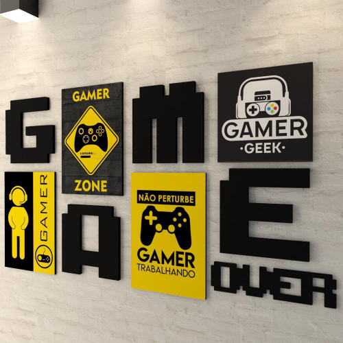 10 Placas Decorativas Quadros Gamer Nerd Geek Video Games Antigos Retro  Jogos Quarto Sala Gaming