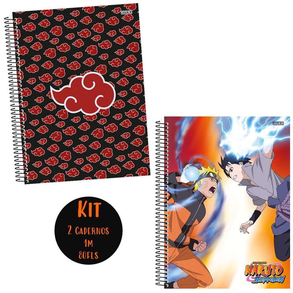 Caderno de Desenho Naruto Shippuden Animes 60 Folhas Capa Dura Espiral com  Adesivos Escolar São Domingos em Promoção na Americanas