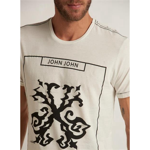 Camiseta John John Basic Logo Mescla Masculina - Cinza