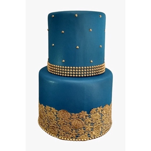 Bolo masculino azul com dourado