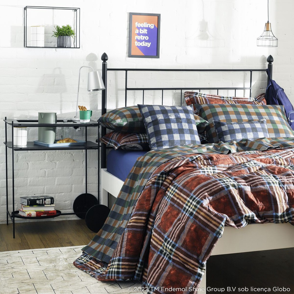 Kit Cama bbb Estúdio + Garagem 7 Peças artex - King - Azul/vermelho em ...