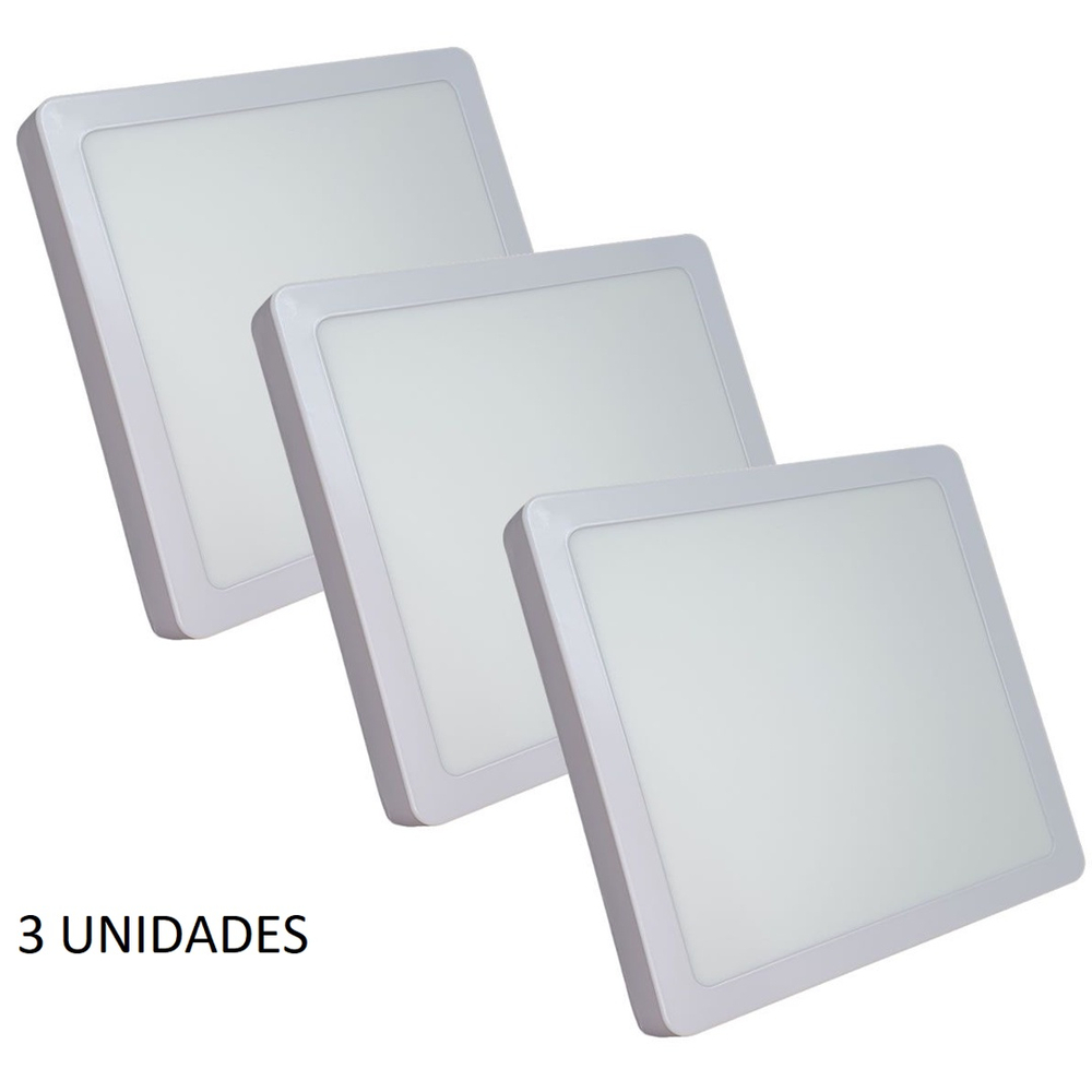 Kit Plafon Painel Super Led W Sobrepor Quadrado Com Reator Branco Frio Lumin Ria Bivolt