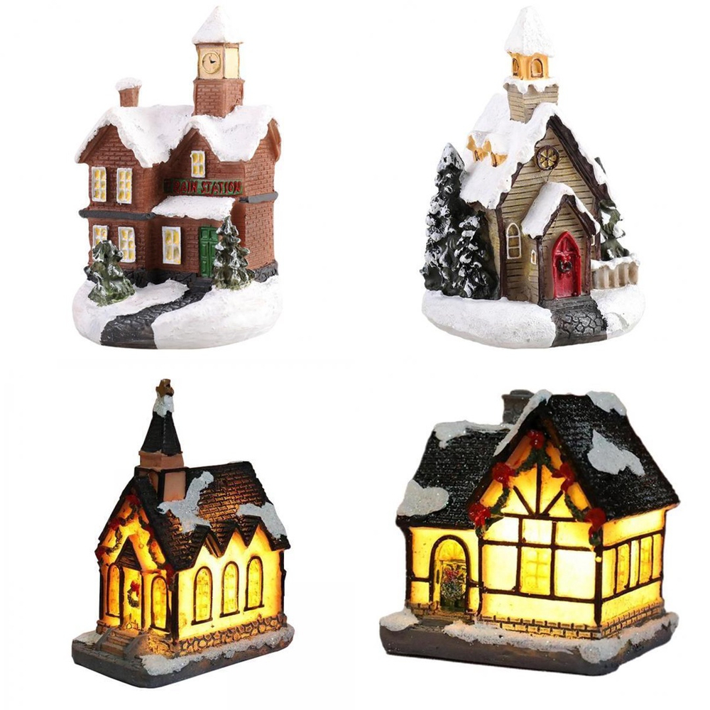 4x Christmas Scene Snow House LED Village Farmhouse em Promoção | Ofertas  na Americanas