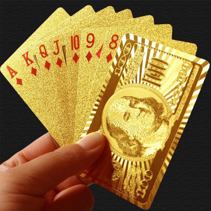 Baralho de cartas de ouro met, caixa para carta de jogo em espanhol  metálico charvseries, 54 peças - AliExpress