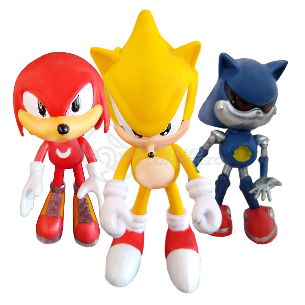 Kit Conjunto Brinquedo 3 Bonecos Metal, Super Sonic, Knuckles Coleção The  Hedgehog 16cm Somic Sega em Promoção na Americanas