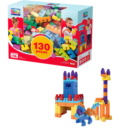 Jogo 130 Peças blocos de montar Grande Brinquedos para Bebês Didatico  Educativos - DISMAT - Brinquedos de Montar e Desmontar - Magazine Luiza