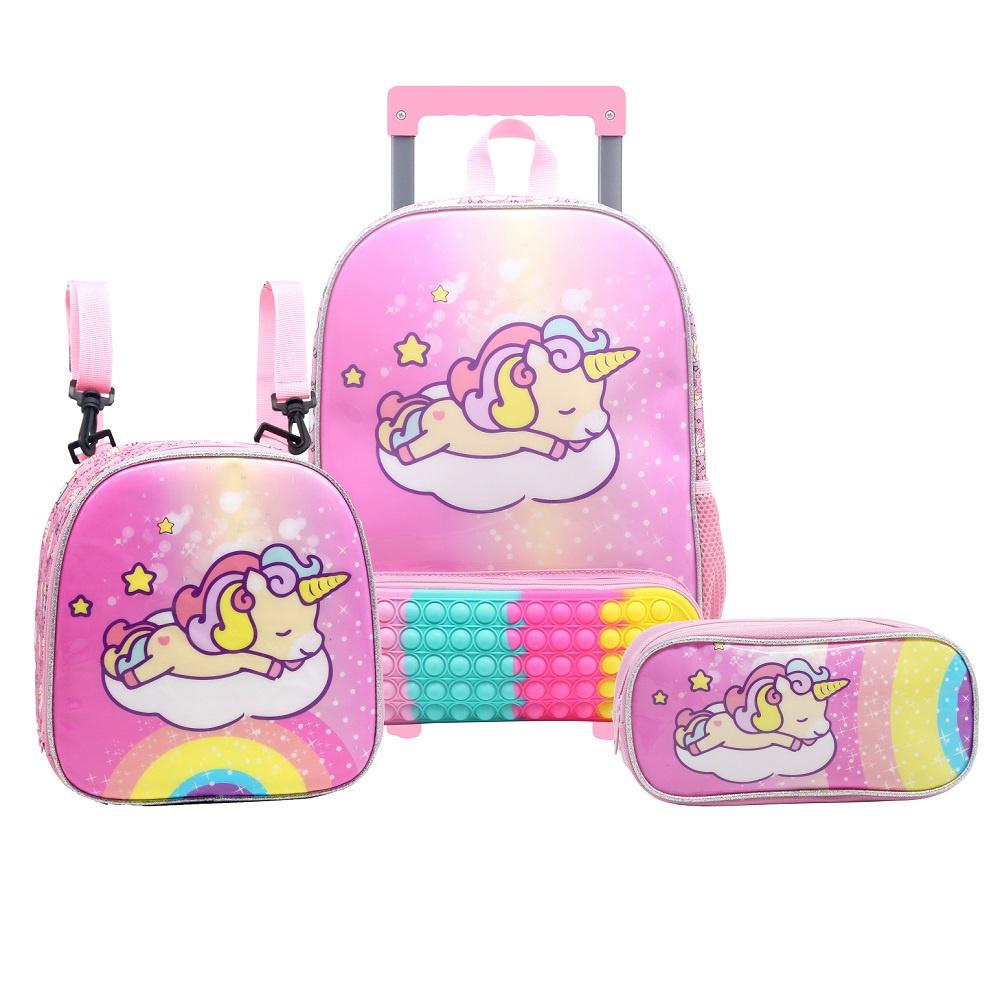 Mochila Unicórnio Jogo De Maquiagem Infantil Completo Menina