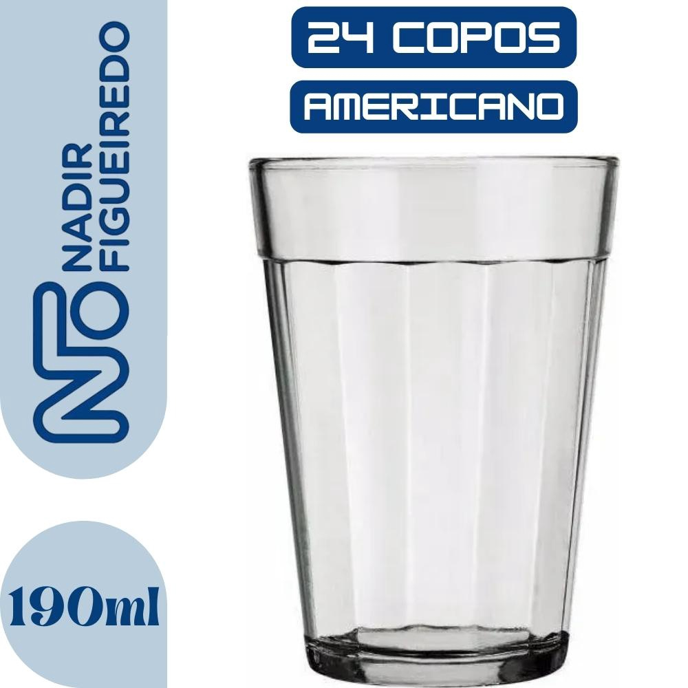 Jogo De 24 Copos Americano De Vidro 200ml Nadir - DNAC