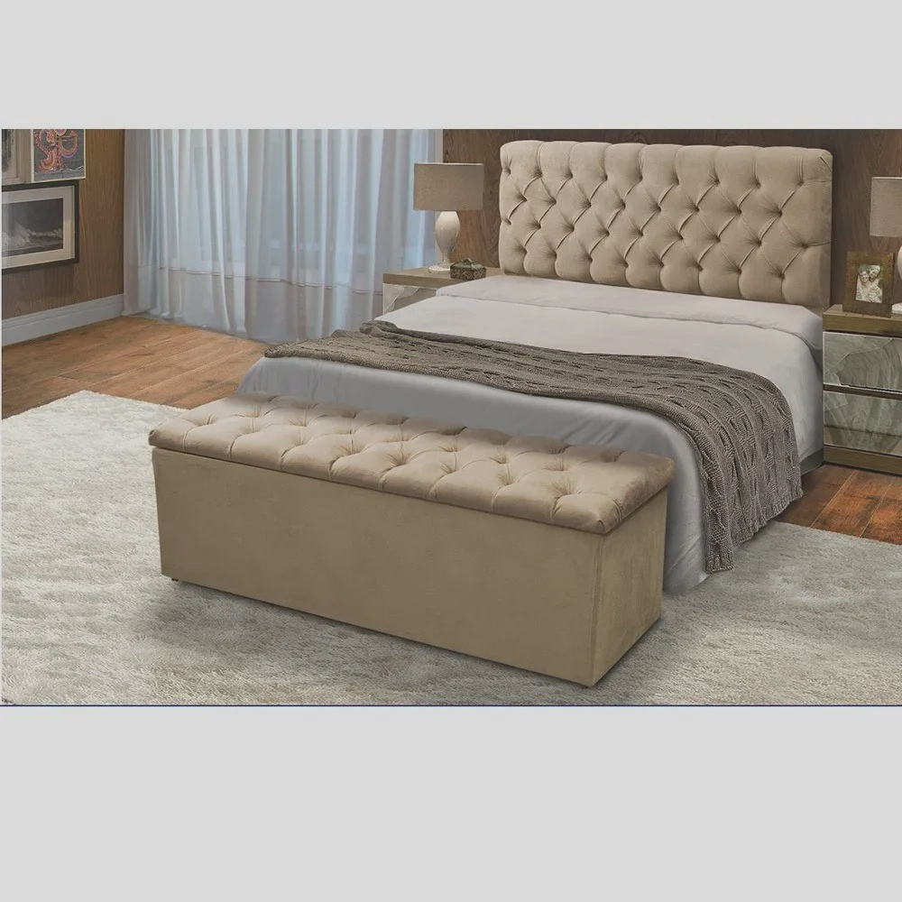 Kit Cabeceira E Cal adeira Bau Queen 1 60 Para Cama Box Mirage Suede Kit Cabeceira E Cal adeira Bau Queen 1 60 Para Cama Box Mirage Suede