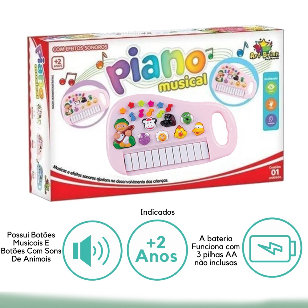 Piano Teclado Infantil Som De Animais Musical Fazendinha em Promoção na  Americanas